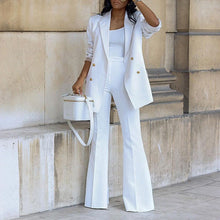 Jiya Women's Ensemble 2 Pieces – Long Buttoned Jacket & Elegant High Waist Flared Pants