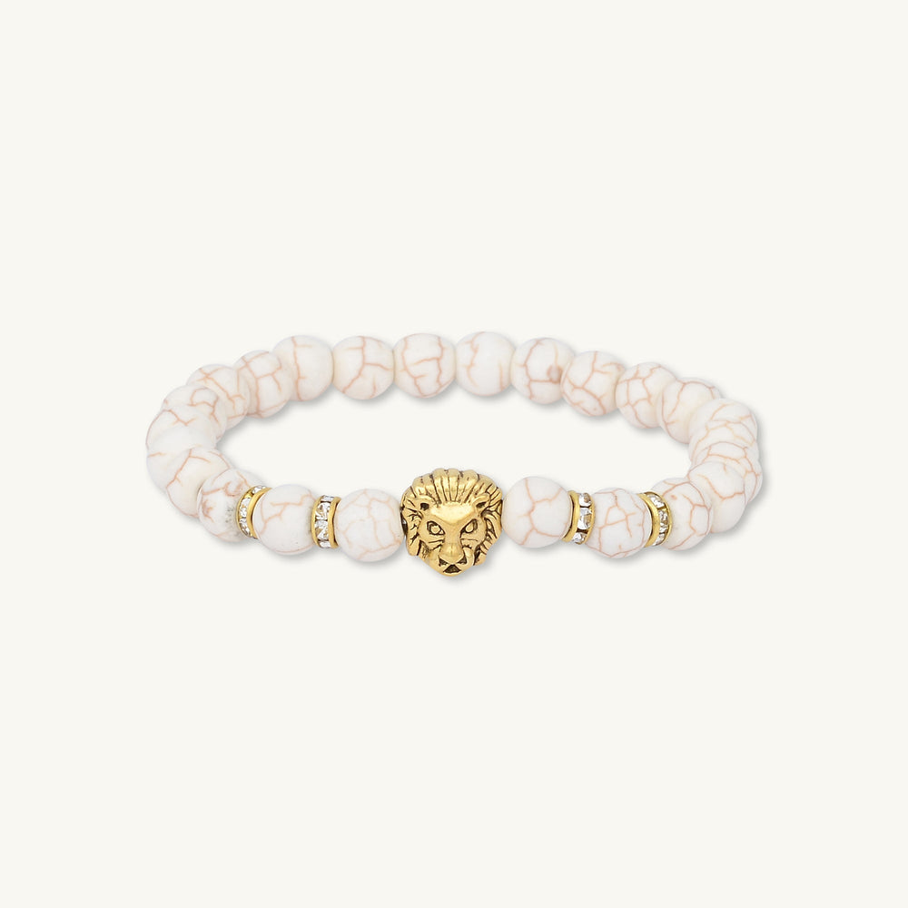 Gold Lion Marble Tiger Eye Beaded Bracelet