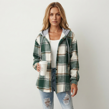 Grace Sutton | Plaid Flannel Hooded Shacket For Women