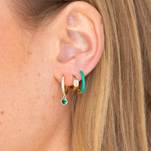 Green Lacquered Huggie Earrings