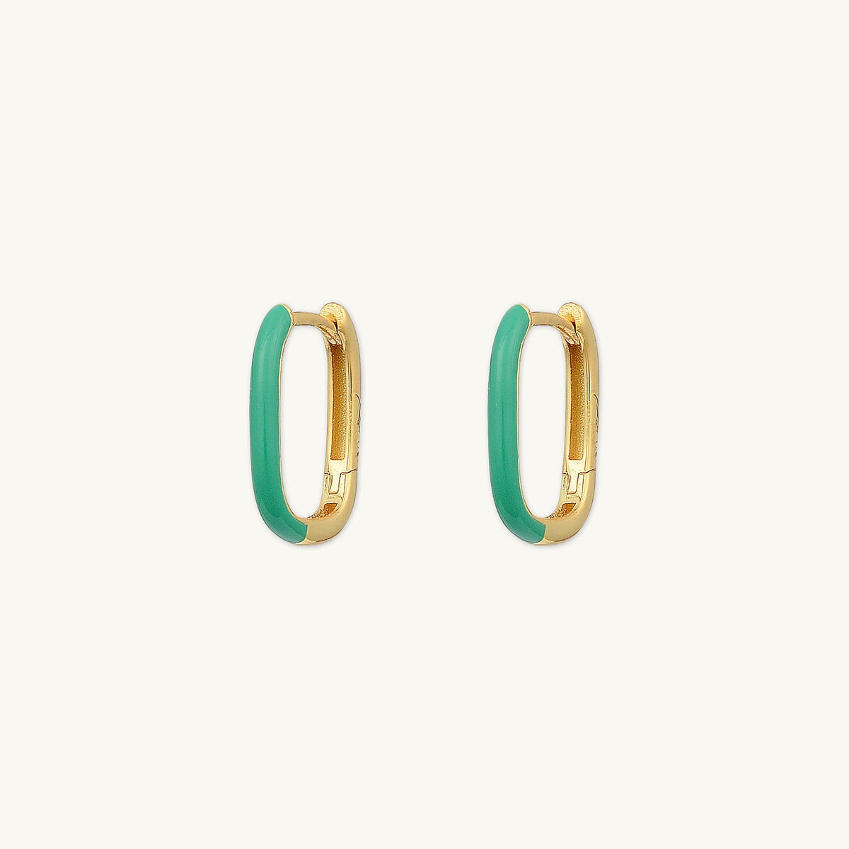 Green Lacquered Huggie Earrings