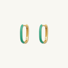 Green Lacquered Huggie Earrings