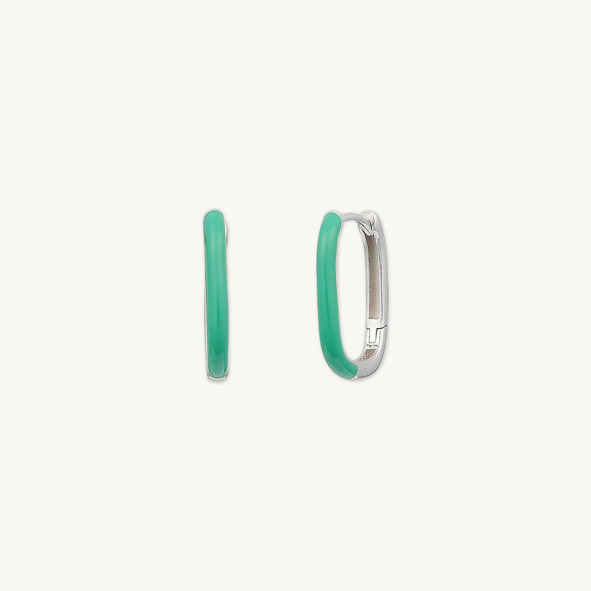 Green Lacquered Huggie Earrings