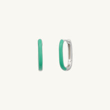 Green Lacquered Huggie Earrings