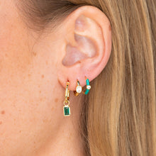 Green Lacquered Sapphire Huggie Earrings