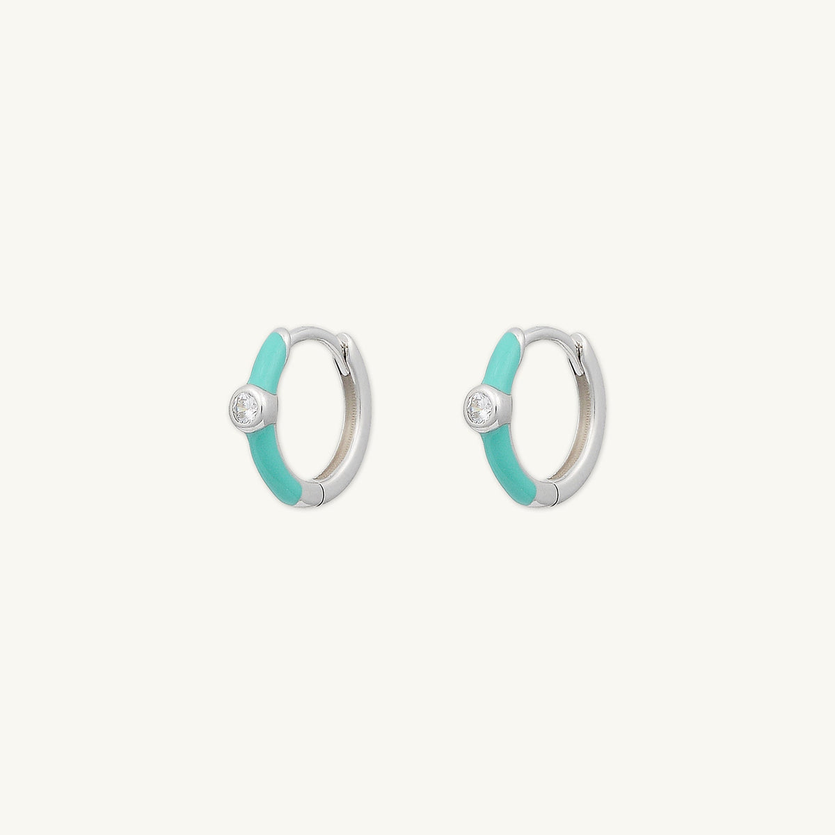 Green Lacquered Sapphire Huggie Earrings