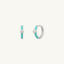 Green Lacquered Sapphire Huggie Earrings