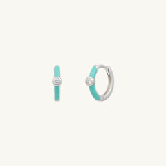 Green Lacquered Sapphire Huggie Earrings