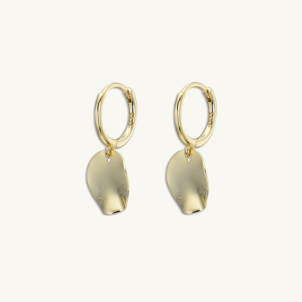 Hammered Disc Huggie Earrings