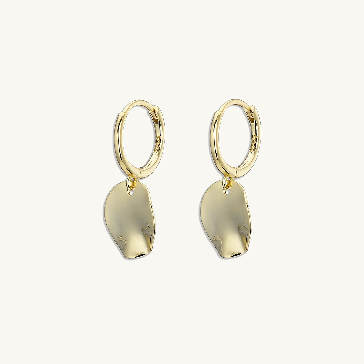 Hammered Disc Huggie Earrings