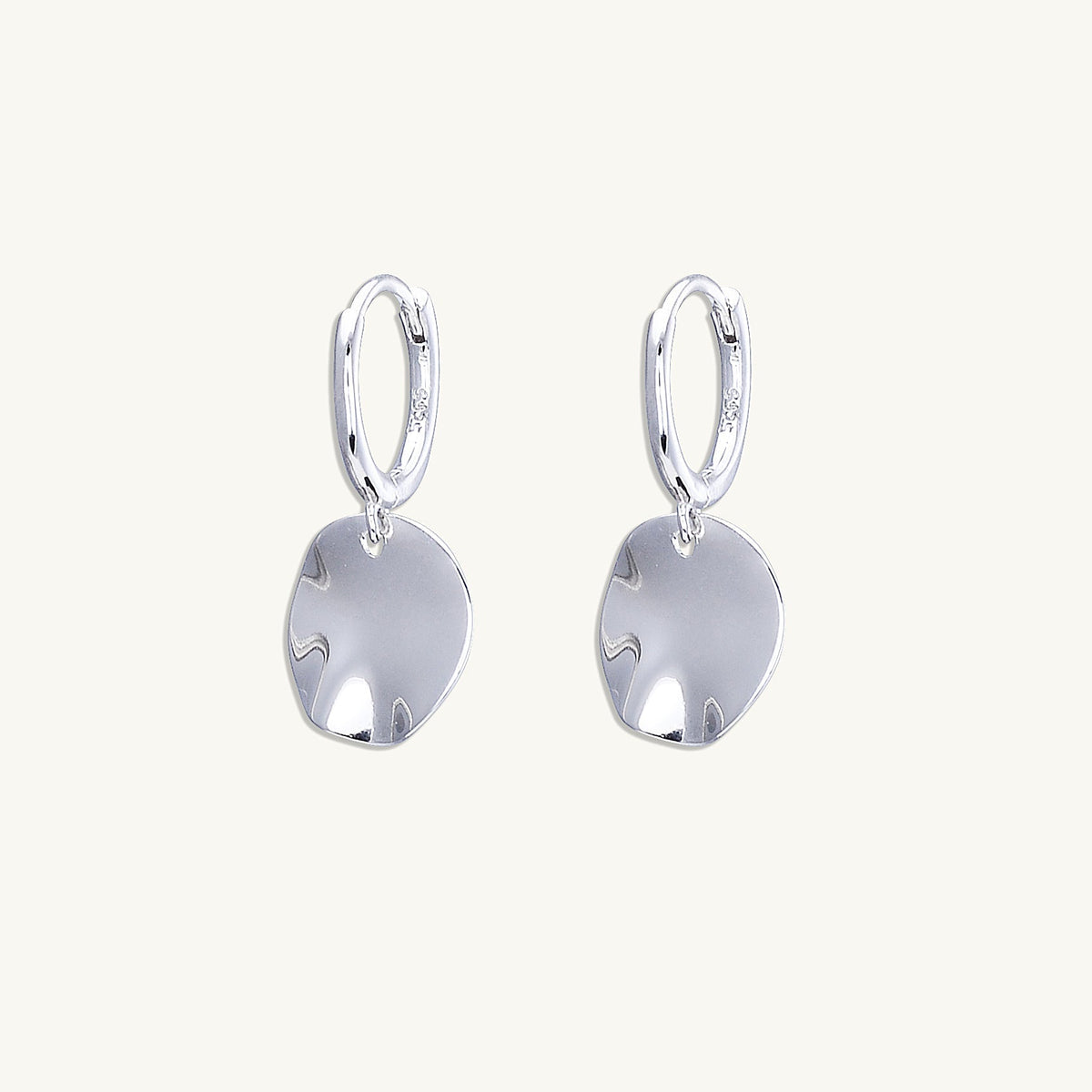 Hammered Disc Huggie Earrings