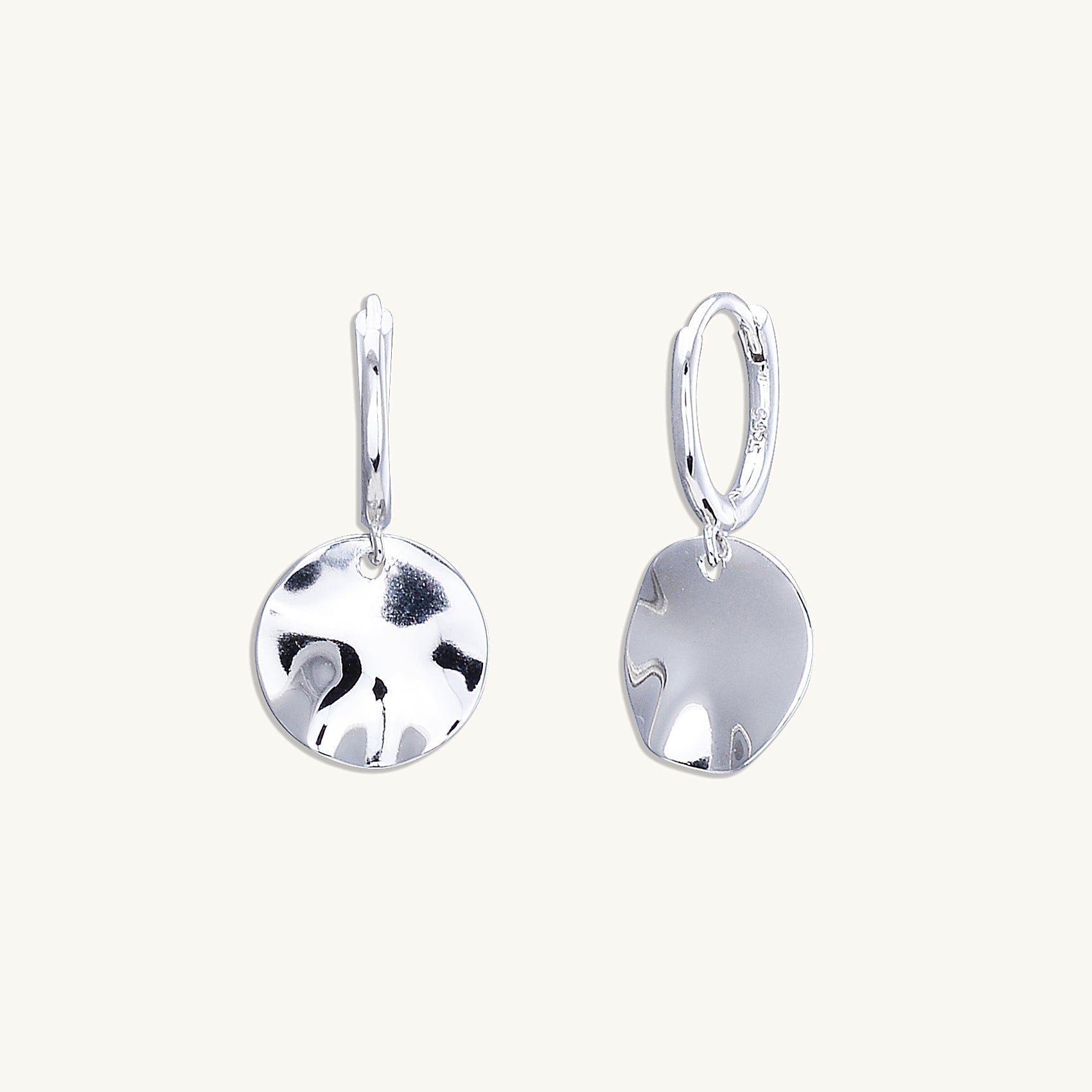 Hammered Disc Huggie Earrings