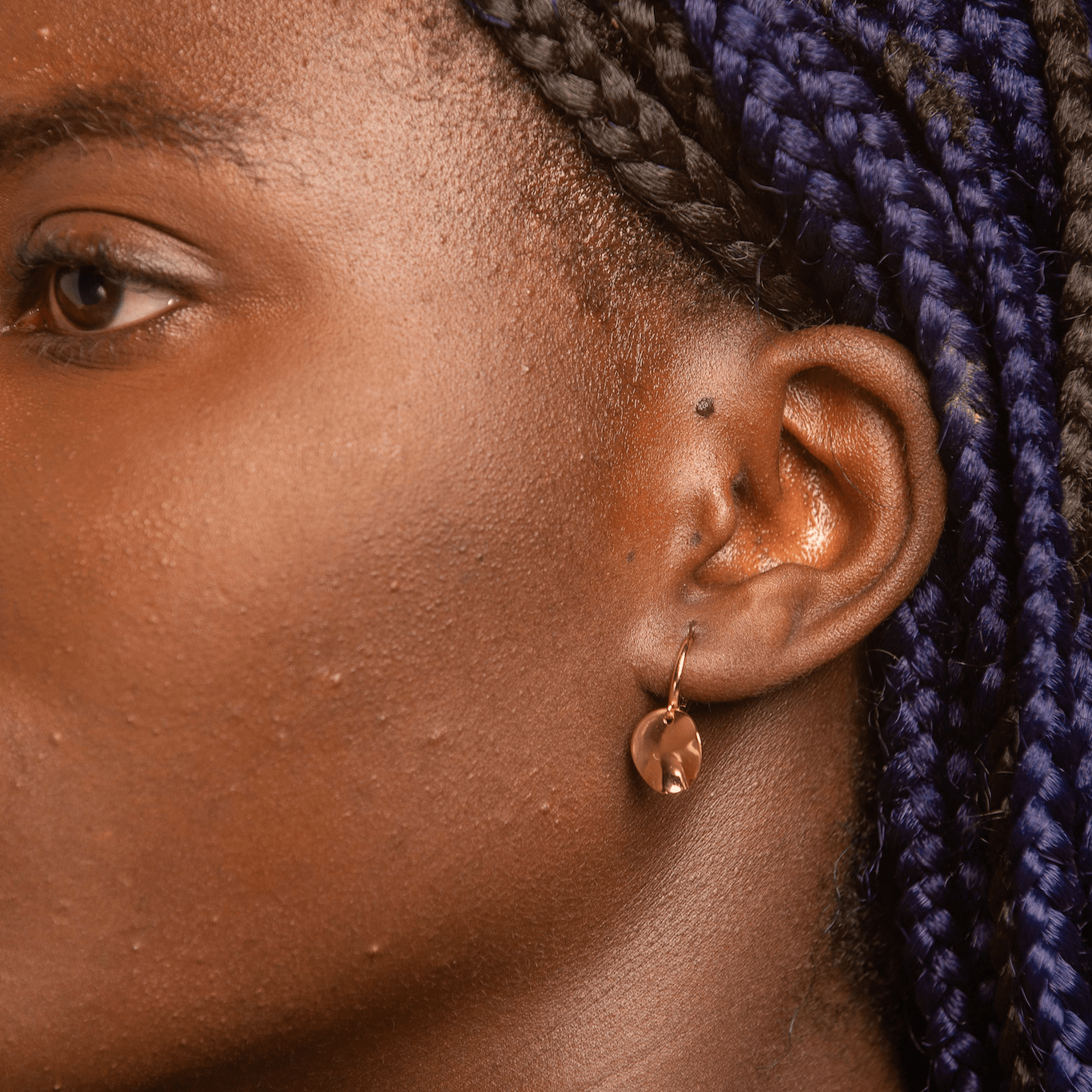 Hammered Disc Huggie Earrings