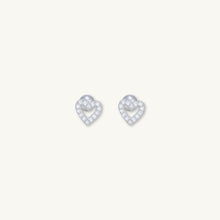 Heart Sapphire Barbell Stud Flat Back Earrings