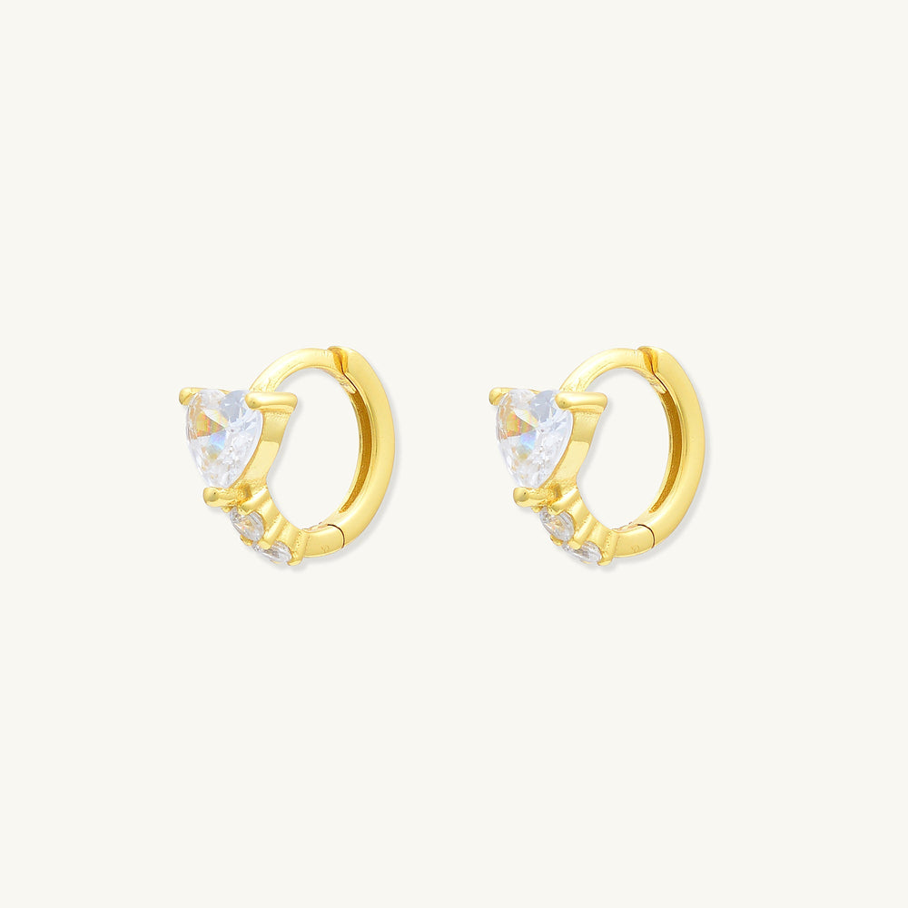 Heart Sapphire Huggie Hoops Earrings