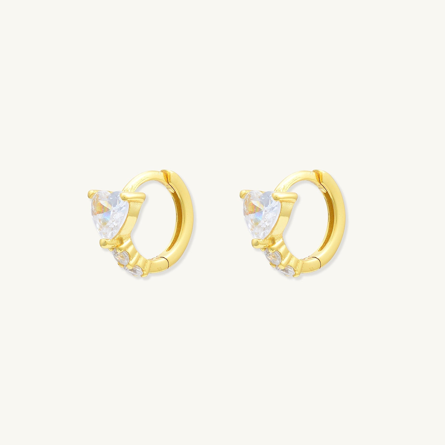 Heart Sapphire Huggie Hoops Earrings