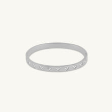 Heart Station Zirconia Hinged Bangle Bracelet
