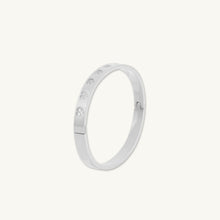 Heart Station Zirconia Hinged Bangle Bracelet