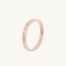 Heart Station Zirconia Hinged Bangle Bracelet