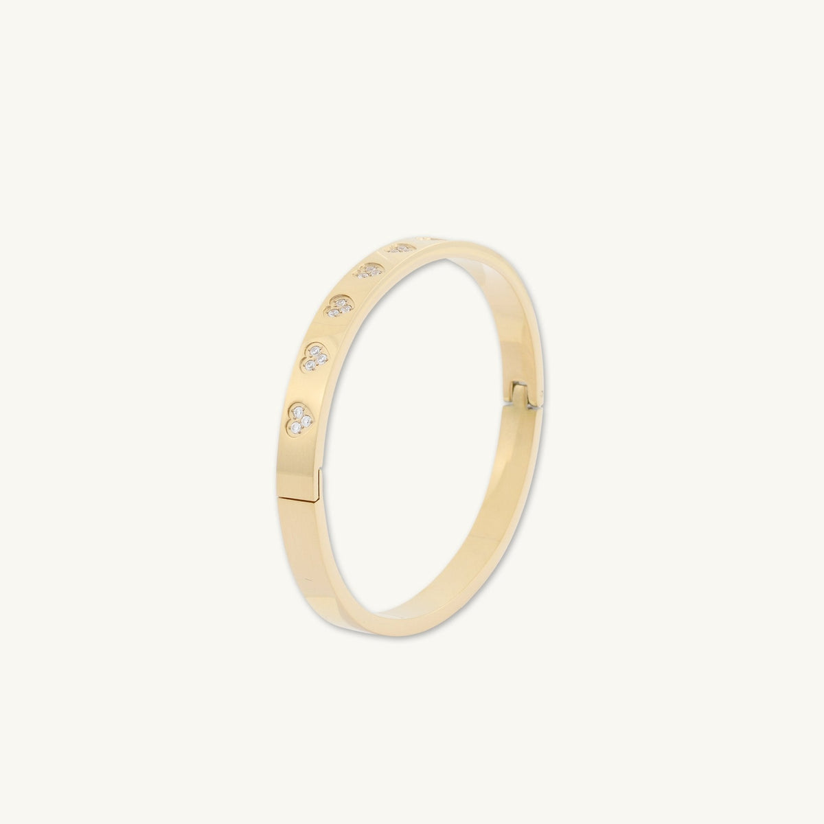 Heart Station Zirconia Hinged Bangle Bracelet