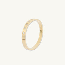 Heart Station Zirconia Hinged Bangle Bracelet