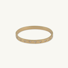 Heart Station Zirconia Hinged Bangle Bracelet