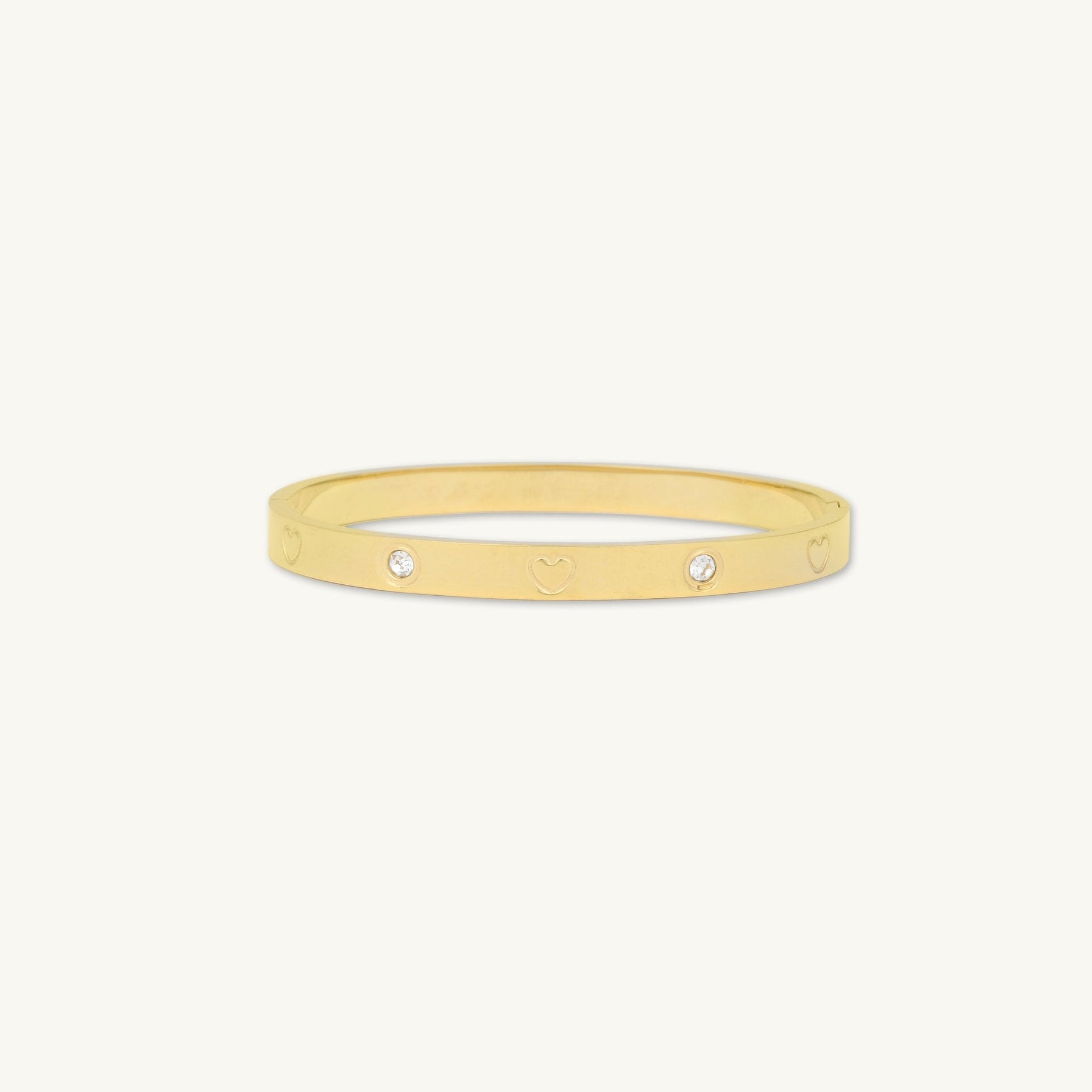 Heart Zirconia Hinged Bangle Bracelet
