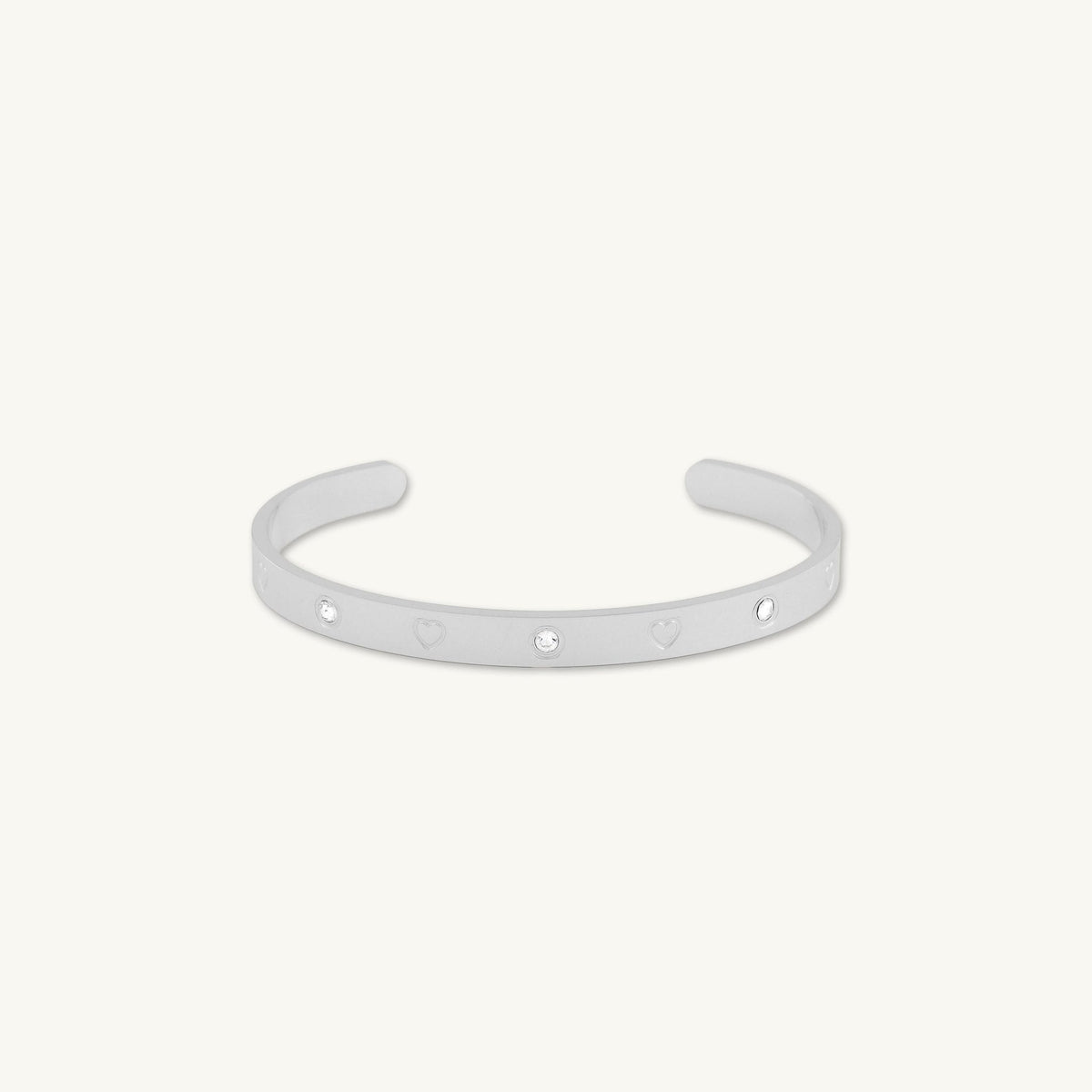 Heart Zirconia Open Cuff Bangle Bracelet
