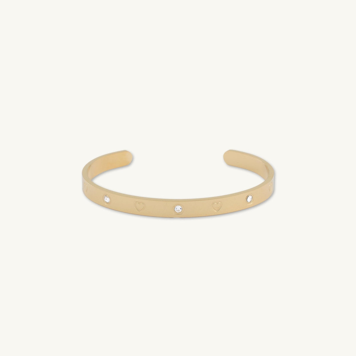 Heart Zirconia Open Cuff Bangle Bracelet