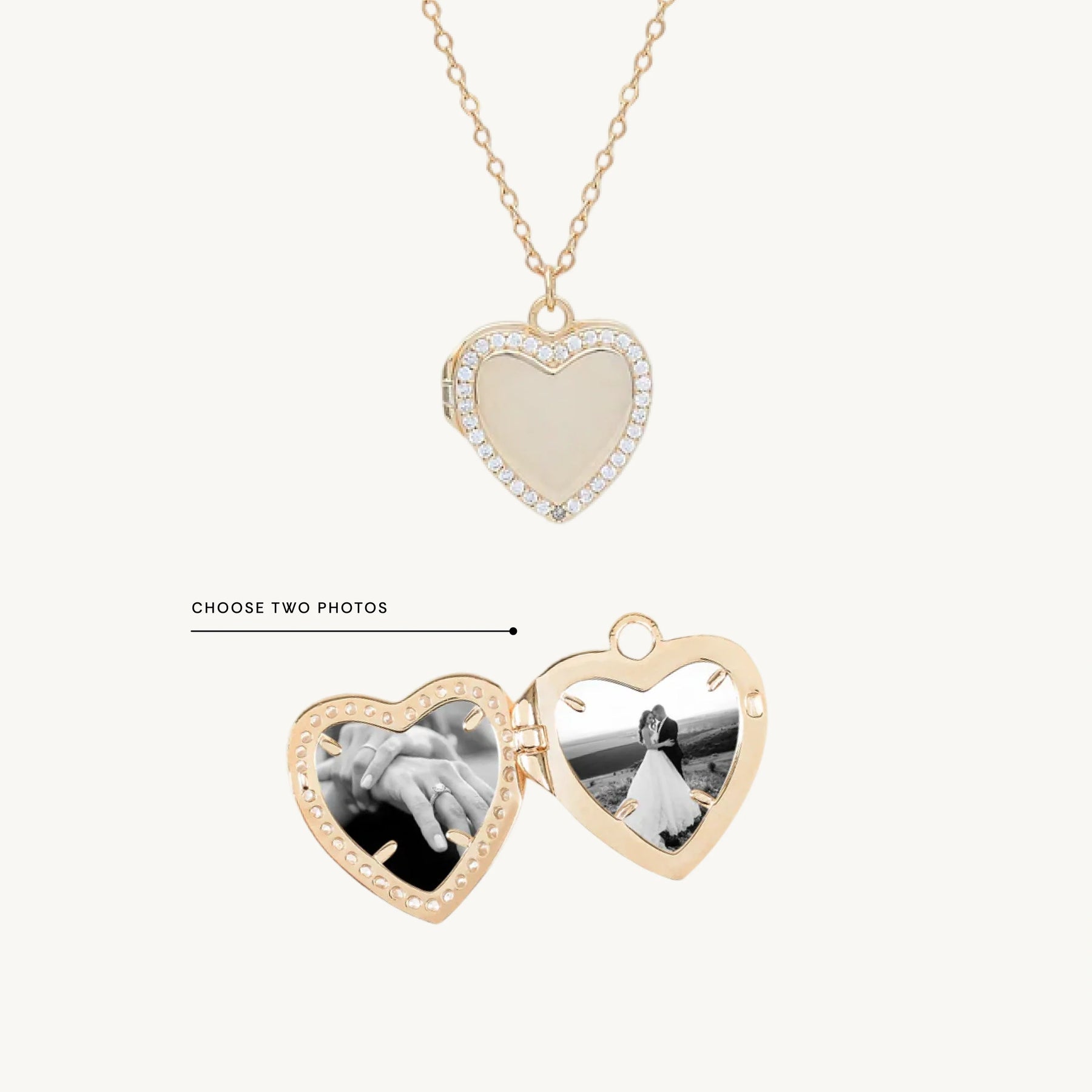 Heart Sapphire Photo Locket Necklace