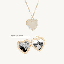 Heart Sapphire Photo Locket Necklace