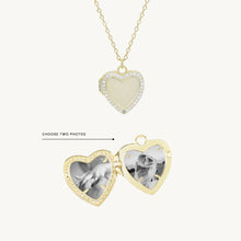 Heart Sapphire Photo Locket Necklace