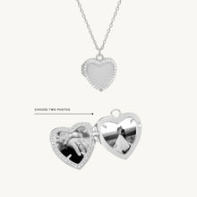 Heart Sapphire Photo Locket Necklace
