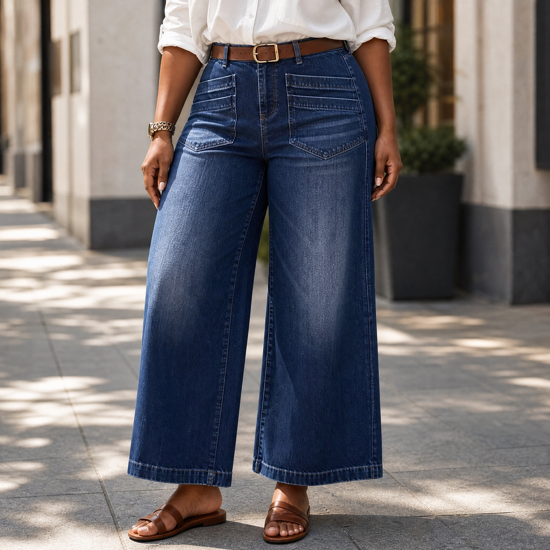 Vellora – Patch-Pocket Wide-Leg Jeans