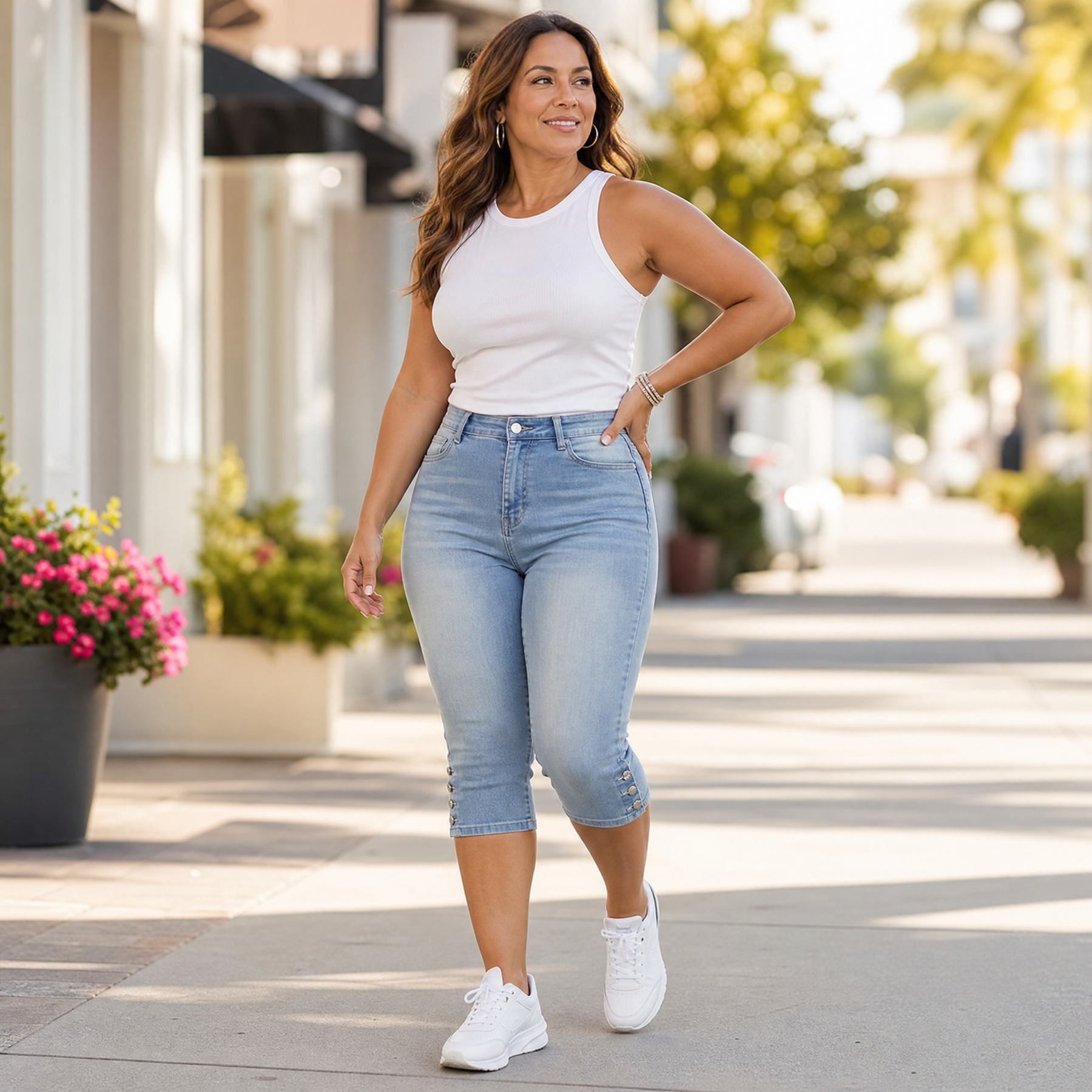 Velora — Slimming High-Waist Capri Jeans