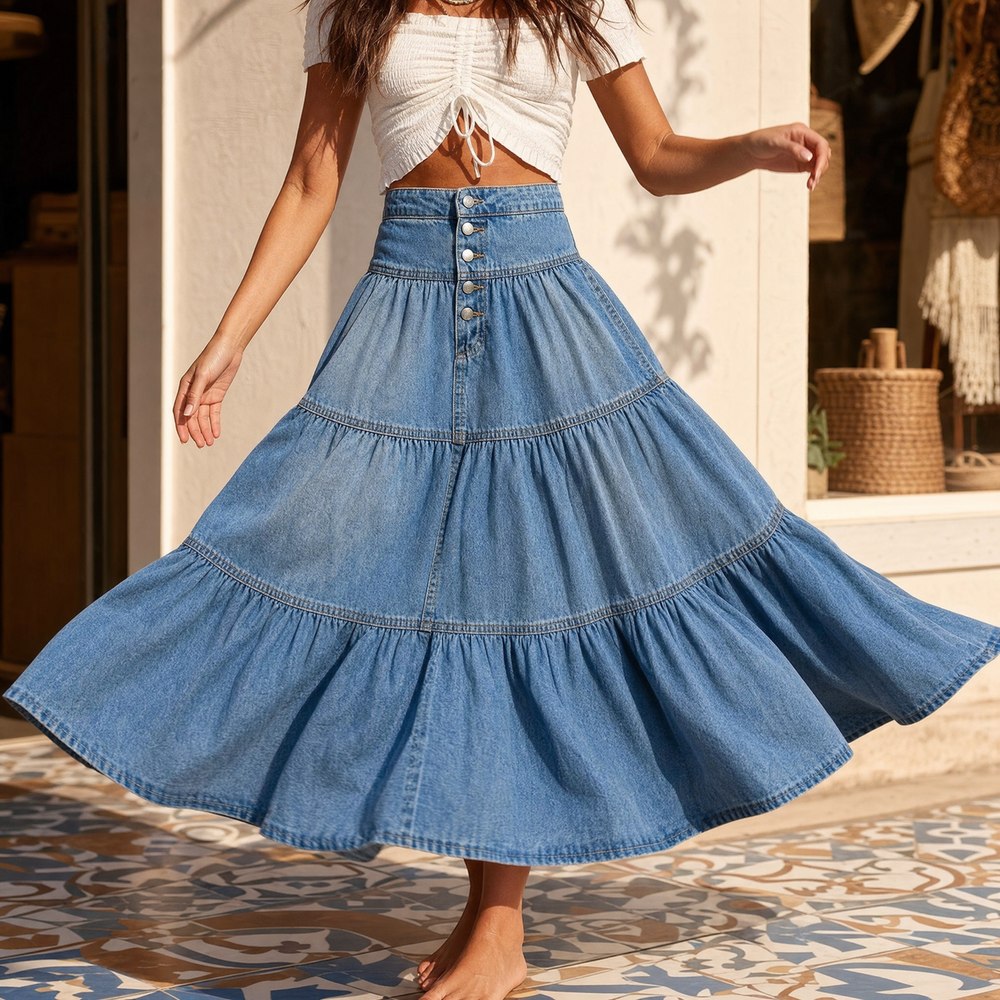 Soléra – Soft Button-Front Maxi Skirt
