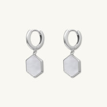 Hexagon Mother Of Pearl Huggie Earrings