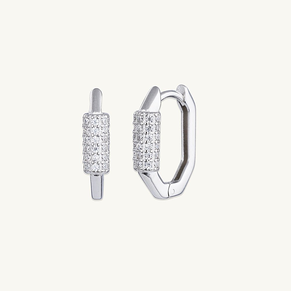 Hexagon Sapphire Huggie Earrings