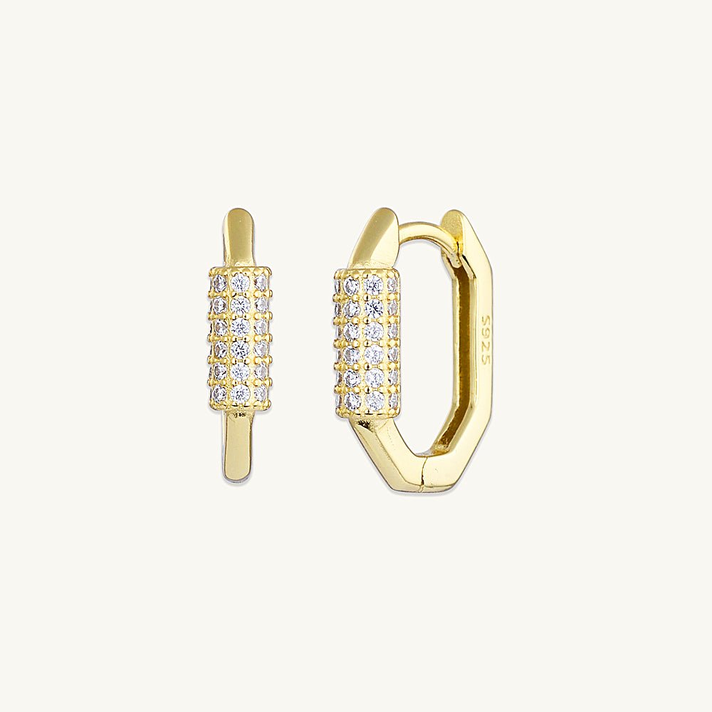 Hexagon Sapphire Huggie Earrings