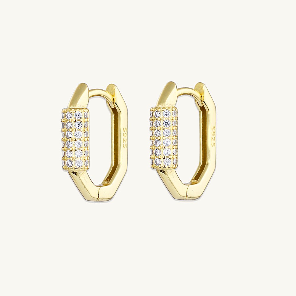 Hexagon Sapphire Huggie Earrings