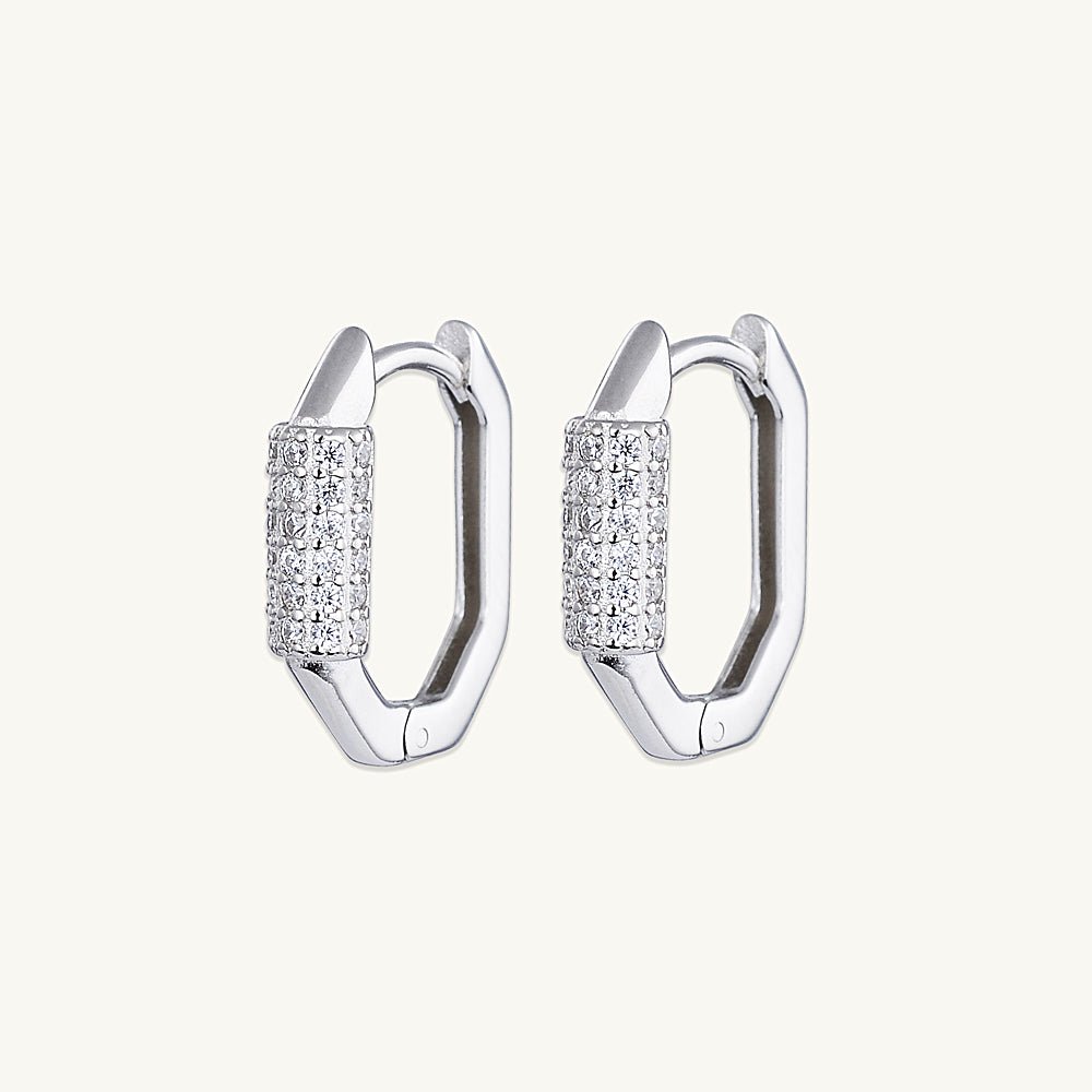 Hexagon Sapphire Huggie Earrings