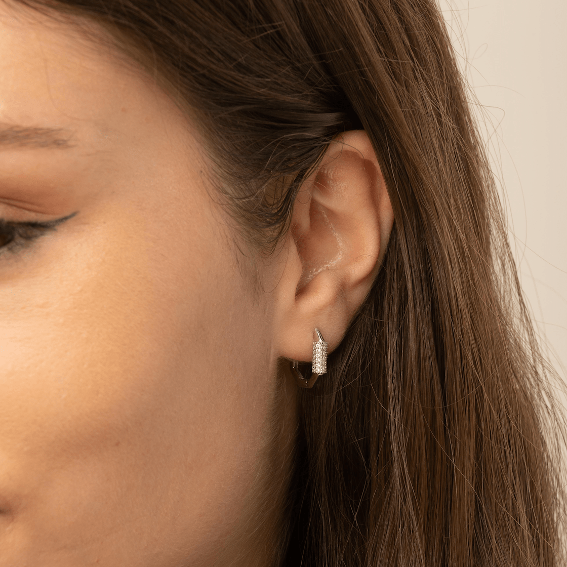Hexagon Sapphire Huggie Earrings