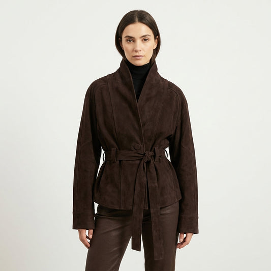 Bianca Moreau | Luxe Belted Suede Jacket For Women