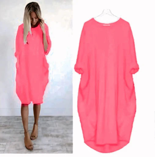 Delaney Summer Dress Woman – Lightweight Fabric, Loose Fit & Chic Round Neck