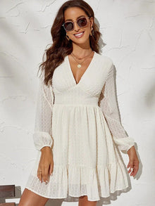 Christy Polka Dot Dress Woman – Light Fit & Flare Dress with Long Sleeves and Casual Pattern