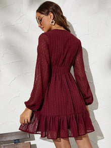 Christy Polka Dot Dress Woman – Light Fit & Flare Dress with Long Sleeves and Casual Pattern