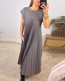 Mariana Robe Midi Femme – Elegant Sleeveless Pleated Dress for Daily & Special Occasions