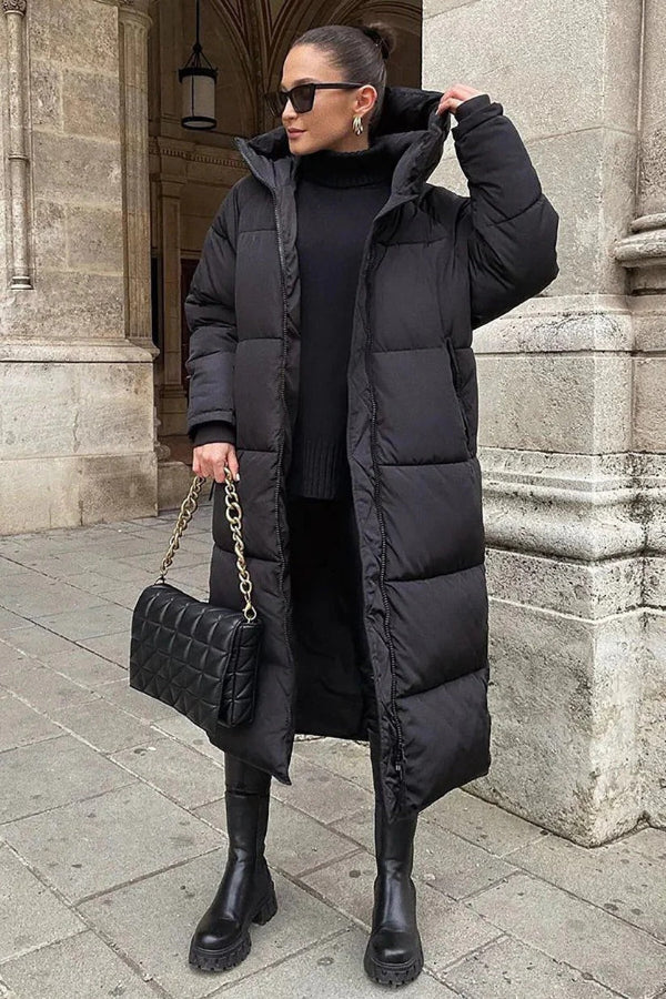 Rina Long Down Jacket Women – Warm Winter Coat with Hood & Slim Lightweight Cut