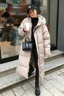 Rina Long Down Jacket Women – Warm Winter Coat with Hood & Slim Lightweight Cut