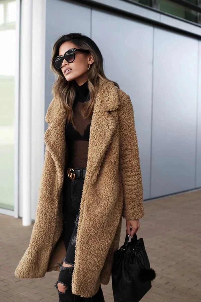 Amoura Teddy Coat Women – Winter Jacket Oversize Soft with Plush Texture & Casual Cut